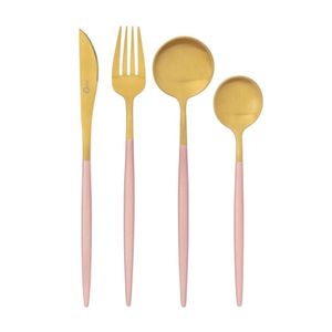 Faqueiro Garbo 16 Peças Rose Com Dourado Oxford