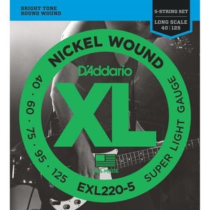 Encordoamento D Addario Baixo Exl220 40-125, 5 Cordas