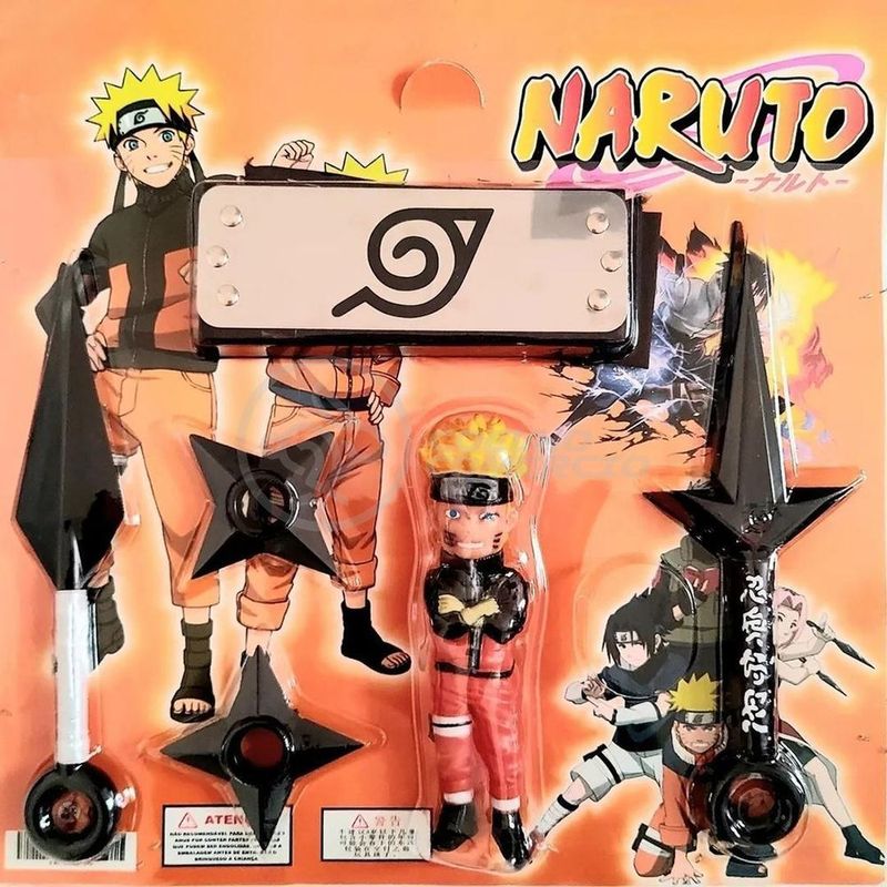 Bandana Naruto Aldeia Folha Infantil + Kit Kunai C/ Shuriken