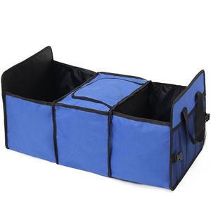 Organizador Carro Com área Térmica Porta Malas Dobrável Azul