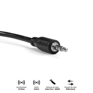 Cabo P2 3.5Mm Macho Para P2 3.5Mm Macho 28Awg Puro Cobre 2 M