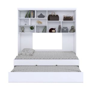 Quarto Infantil Chiara Guarda Roupa Aéreo 2 Portas E Cama Com Auxiliar Branco - Phoenix