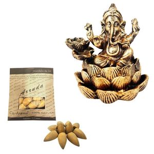 Incensário Cascata Ganesha + Incenso Cone Arruda