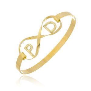 Pulseira Rígida Com Infinito E Iniciais Do Casal Trabalhado