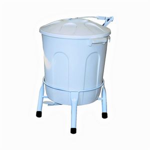 Lixeira Plástica Com Suporte Pedal Em Aço Branca 100L
