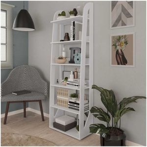 Estante Livros E Objetos Branco 5 Prateleiras E 1 Nicho