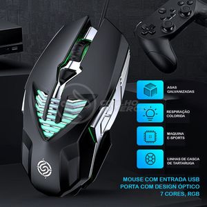 Mouse Gamer 4 Botões Com Fio Rgb 7 Cores Macro Ergonômico Q1