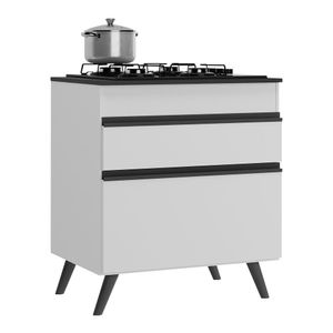 Balcão Cozinha Para Cooktop 70Cm 1 Porta Branco/preto