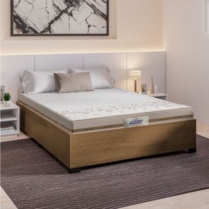 Cama Box Casal Desmontável Com Colchão Molas Flora 138x188x51cm Bege / Cedro Gazin
