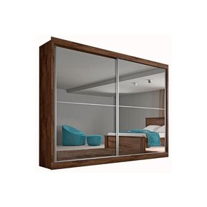 Guarda Roupa Casal 2 Portas De Correr E 4 Gavetas C/ Espelho Verona Plus Braúna - Europa