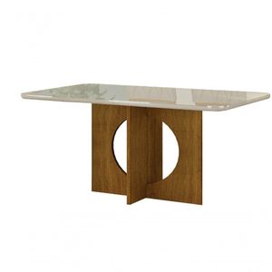 Mesa Para 06 Cadeiras Tampo Copo Vidro/mdf 160cm Lorena Leifer Moveis Cadeiras Não Inclusas