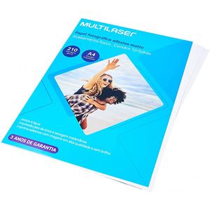 Papel Fotografico Adesivo 210g A4 Com 10 Folhas