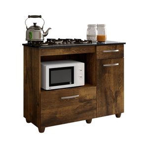 Balcão Cooktop 4 Bocas Violeta Kaiki Móveis Cor: Ipê