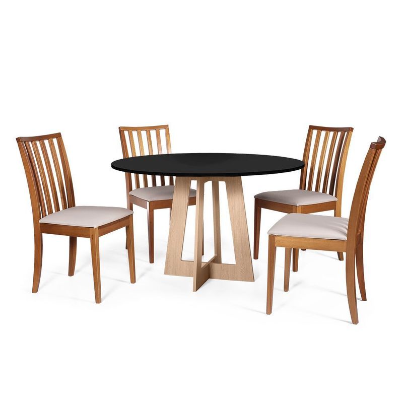 Conjunto Mesa de Jantar TALIA PREMIUM com 4 Cadeiras Estofadas ISABELA