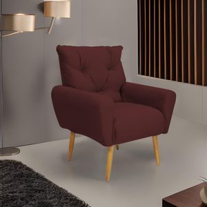 Poltrona Decorativa Para Sala De Estar Quarto E Escritorio Denver Veludo Matrix - Vinho Vinho