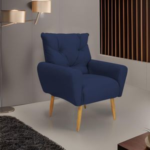 Poltrona Decorativa Para Sala De Estar Quarto E Escritorio Denver Veludo Matrix - Azul Azul