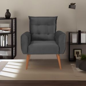 Poltrona Decorativa Para Sala De Estar Quarto E Escritorio Dakota Veludo Matrix - Chumbo Chumbo
