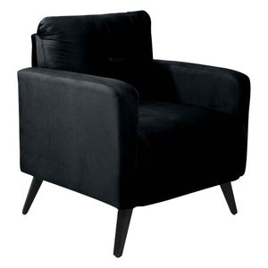 Poltrona Decorativa Sala Escritorio Bahamas Veludo - Preto Preto