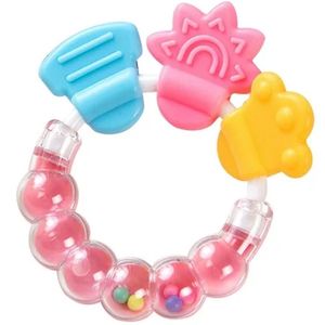 Mordedor Redondo De Silicone Com Chocalho Rosa