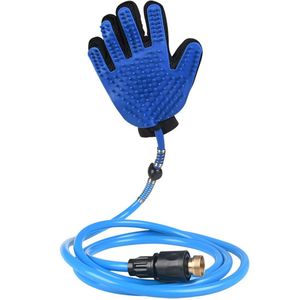 Luva Para Banho Pet Com Mangueira 1,90m Azul