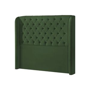 Cabeceira Casal Box Estofada Capitonê Londres 140Cm Veludo Verde - Cor: Preto