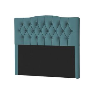 Cabeceira Casal Estofada Box Para Colchão 138X188Cm Capitonê Lari 140Cm Veludo Azul - Cor: Preto