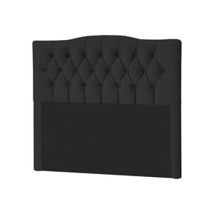 Cabeceira Casal Estofada Capitonê Lari 140Cm Veludo Preto - Cor: Preto