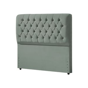 Cabeceira Cama Casal Queen King Box Estofada Capitonê Ana Classic 195Cm Veludo Cinza - Cor: Preto