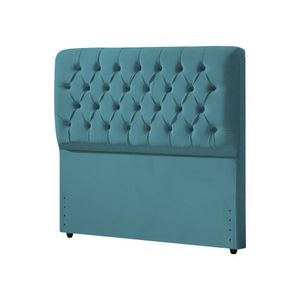 Cabeceira Cama Casal Queen King Box Estofada Capitonê Ana Classic 195Cm Veludo Azul - Cor: Preto