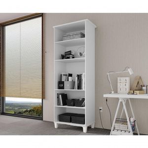 Armário Organizador Multiuso Com Prateleiras Library Branco - Luapa