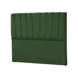 Cabeceira Casal Box Estofada Americana Premium 140Cm Veludo Verde - Cor: Preto