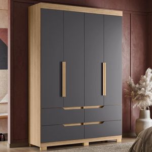 Guarda Roupa Doble Quarto Com 4 Portas E 4 Gavetas Nature/titanium Nature/titanium