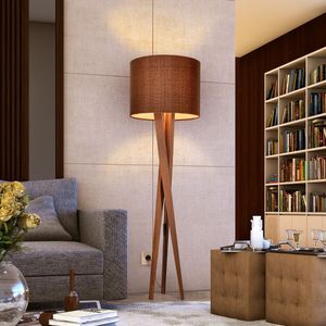 Luminária Abajur Tripé De Chão Paris Retrô Moderna Bivolt - Marrom