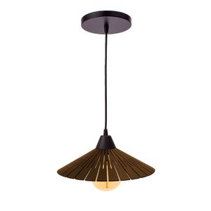 Luminária Teto Lustre Pendente Balcão Cozinha Sala Mdf Cabo Cor:chocolate
