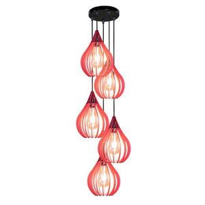 Luminária Teto Lustre Pendente Balcão Cozinha Sala 5 Chile Cor:vermelho