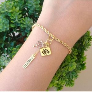 Pulseira Curso Direito Cordão Baiano Em Banho De Ouro