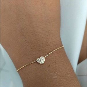Pulseira Coração Cravejado Em Banho De Ouro F 5.4