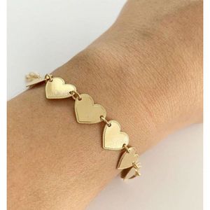 Pulseira Corações Em Banho De Ouro
