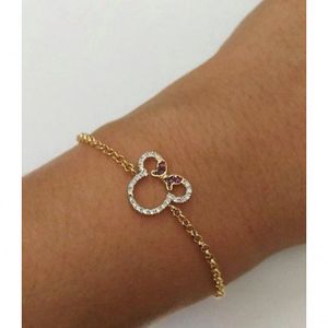 Pulseira Minnie Cravejado Com Zircônias Em Banho De Ouro