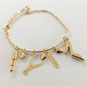 Bracelete Personalizado Profissão Pingentes Em Banho De Ouro