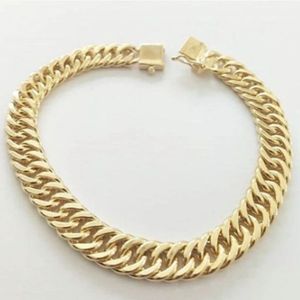 Pulseira Groumet Elos Juntos 8mm Banhada A Ouro