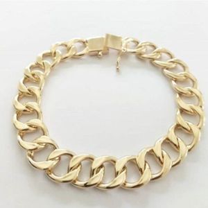 Pulseira Groumet Elos Abertos 12mm Banhada A Ouro