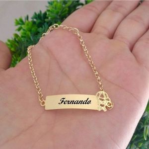 Pulseira Chapinha Elo Português Infantil Menino Vazado Banhado A Ouro