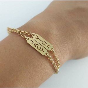 Pulseira Personalizada Duas Plaquinhas Banhada A Ouro