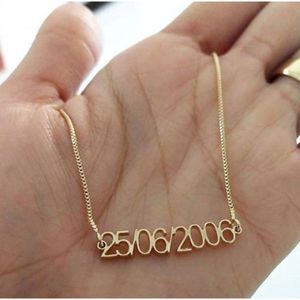 Gargantilha Data De Nascimento Banhado A Ouro