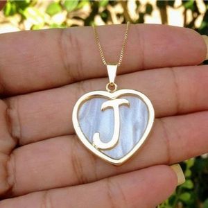 Gargantilha Personalizada Letra Inicial Coração Banhada A Ouro 18k
