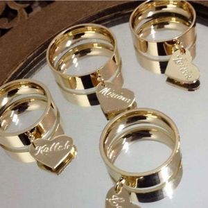 Anel Feminino Pingente Corações Personalizado Banhado A Ouro