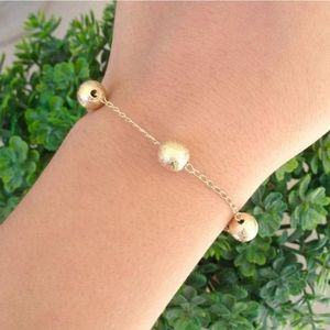 Pulseira Bola Craquelada Detalhes Banhada A Ouro