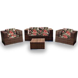 Conjunto De Sofá 1 Sofá + 2 Poltronas + 1 Mesa Centro Preto