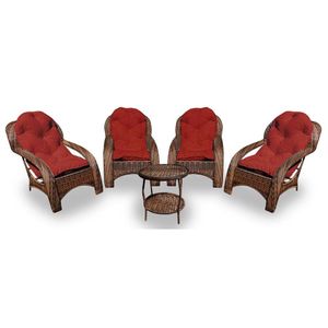 Conjunto De 4 Poltronas + 1 Mesa Centro Vermelho